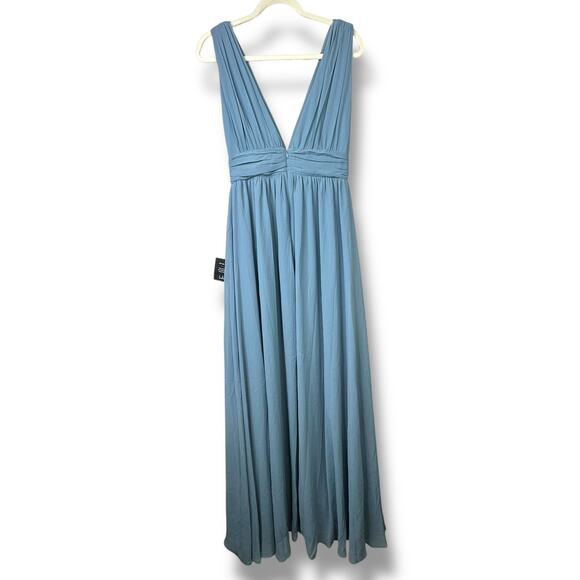 Lulus NWT Heavenly Hues Light Blue Plunging Chiffon Sleeveless Maxi Dress Small - Picture 7 of 10